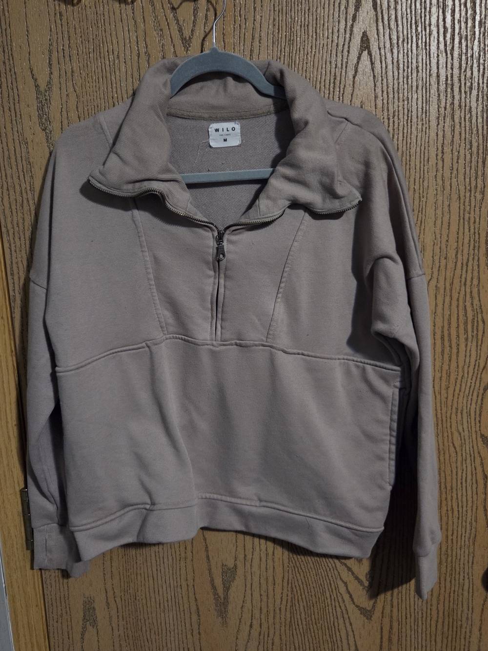Women's Taupe Half-Zip Sweatshirt